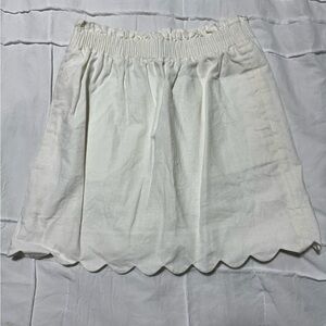 J. Crew White Scalloped Mini Skirt